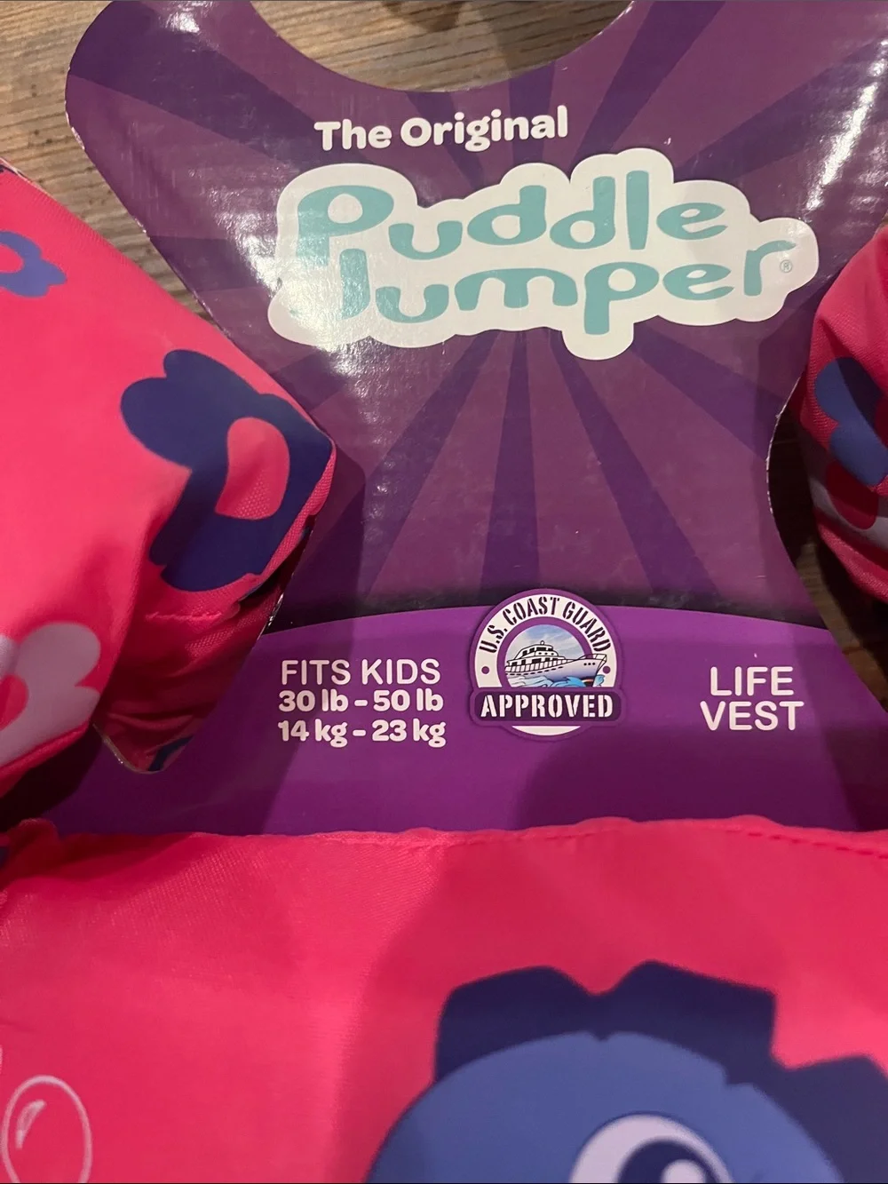 Puddle Jumper Kids Swim Vest with Pink Seahorse Print